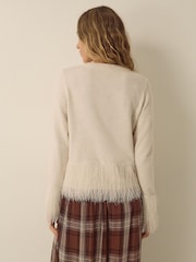 Monsoon Fina Fringe Crew Neck Cardigan - Image 3 de 4