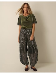 Monsoon Vina Lace Trim Velvet Top - Εικόνα 4 από 4