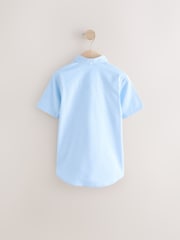 Blue 1 Plain Short Sleeve Cotton Rich Oxford Shirt (3-16yrs) - Image 2 of 4