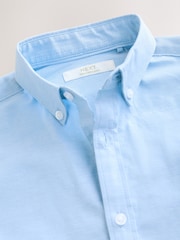 Blue 1 Plain Short Sleeve Cotton Rich Oxford Shirt (3-16yrs) - Image 3 of 4