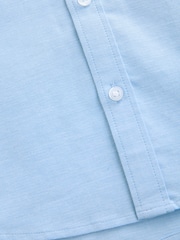 Blue 1 Plain Short Sleeve Cotton Rich Oxford Shirt (3-16yrs) - Image 4 of 4