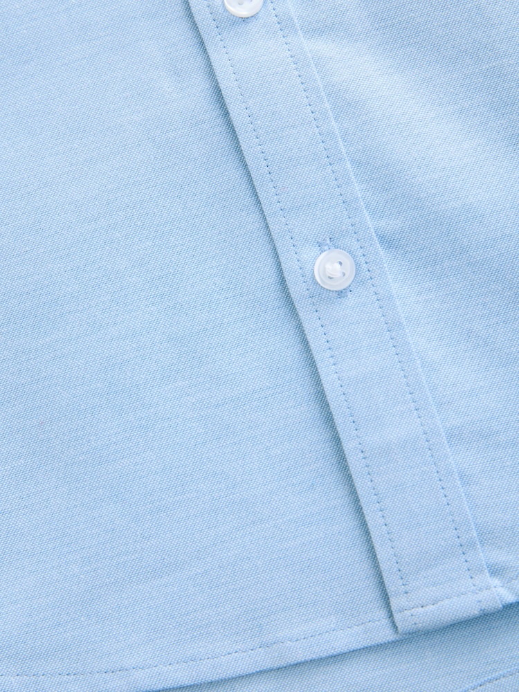 Blue 1 Plain Short Sleeve Cotton Rich Oxford Shirt (3-16yrs) - Image 4 of 4