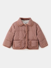 Mango Pink Quilted Padded Printed Jacket - Image 1 of 4