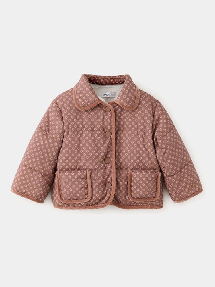 Mango Pink Quilted Padded Printed Jacket - Image 1 of 4