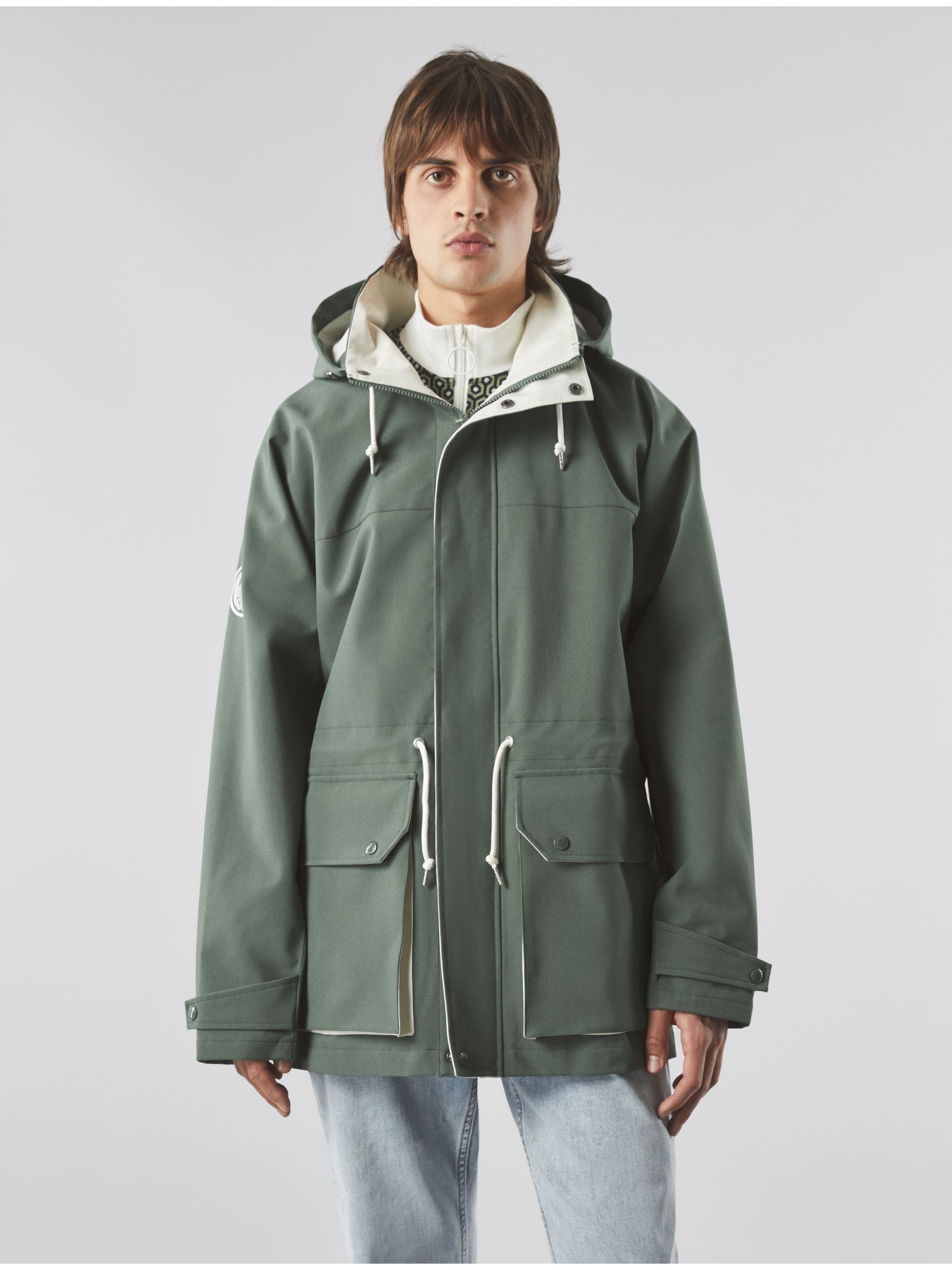 Pretty green zip through hooded contrast jacket deals