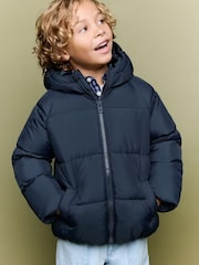 Mango Blue Hooded Puffer Coat - Image 1 of 4