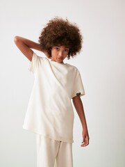 Ecru Cream Texture 100% Cotton Shorts and T-Shirt Set (3-16yrs) - Image 1 of 6
