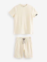 Ecru Cream Texture 100% Cotton Shorts and T-Shirt Set (3-16yrs) - Image 4 of 6