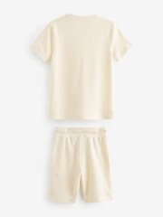Ecru Cream Texture 100% Cotton Shorts and T-Shirt Set (3-16yrs) - Image 5 of 6
