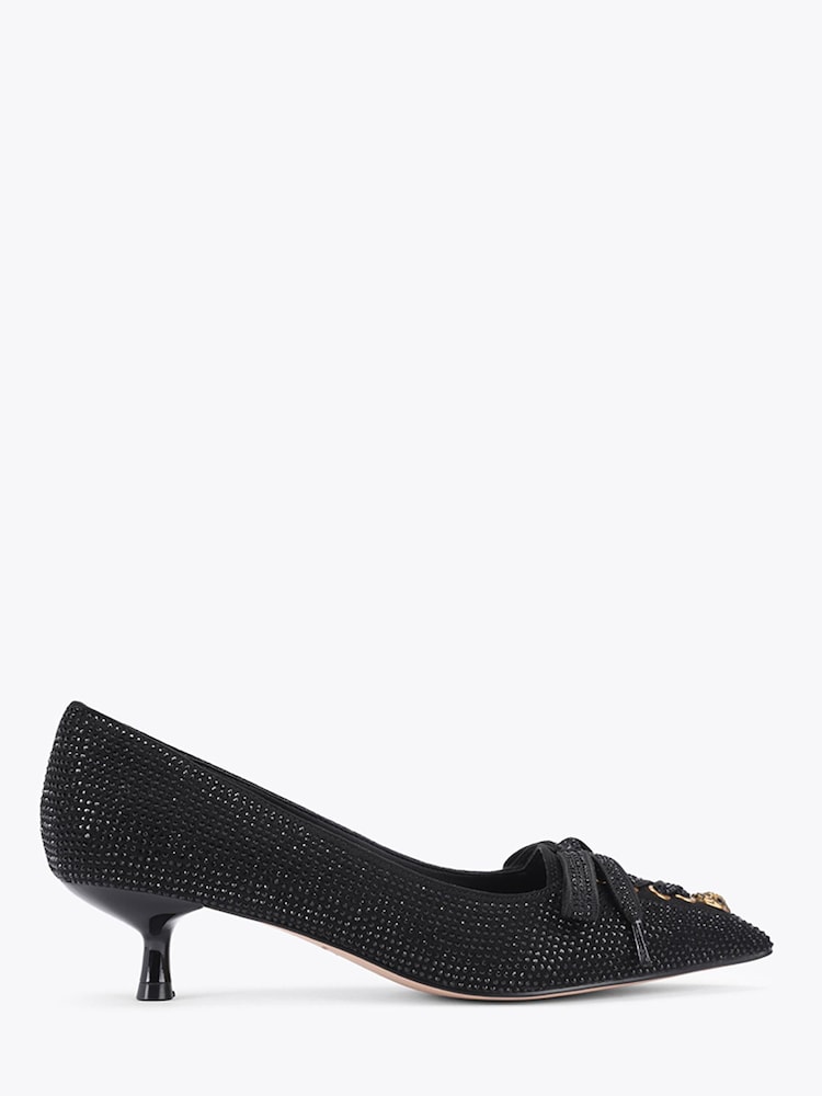Kurt Geiger London Black Wisteria Embellished Kitten Heel Shoes - Image 1 of 4 Kurt Geiger London Black Wisteria Embellished Kitten Heel Shoes - Image 1 of 4