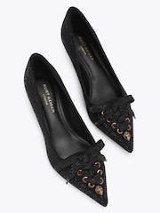 Kurt Geiger London Black Wisteria Embellished Kitten Heel Shoes - Image 2 of 4