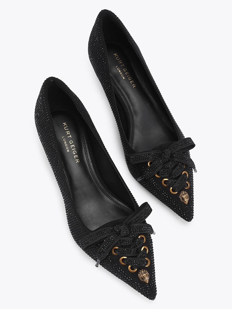 Kurt Geiger London Black Wisteria Embellished Kitten Heel Shoes - Image 2 of 4 Kurt Geiger London Black Wisteria Embellished Kitten Heel Shoes - Image 2 of 4