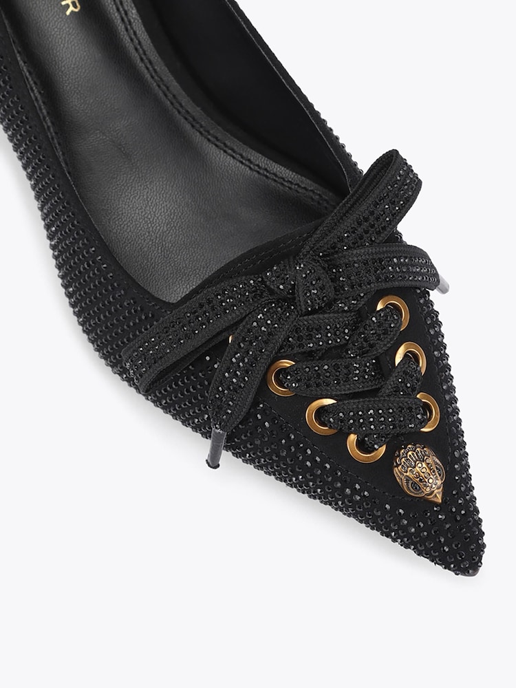 Kurt Geiger London Black Wisteria Embellished Kitten Heel Shoes - Image 4 of 4 Kurt Geiger London Black Wisteria Embellished Kitten Heel Shoes - Image 4 of 4