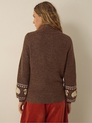 Monsoon Brown Shona Half Zip Sheep Jumper - Image 3 of 6