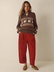 Monsoon Brown Shona Half Zip Sheep Jumper - Image 5 of 6