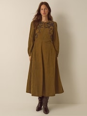 Monsoon Edie Long Sleeve Embroidered Corduroy Midi Dress - Εικόνα 1 από 4