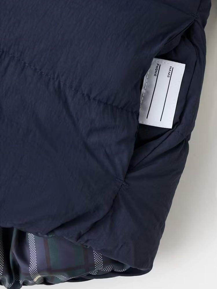 Mango Blue Reversible Check Puffer Coat - Image 5 of 5