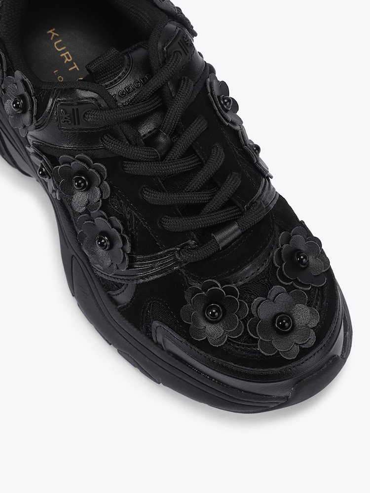 Kurt Geiger London Black Roxie Flower Trainers - Image 4 of 4
