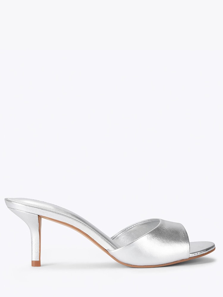 Steve Madden Silver Kendrix Heeled Leather Sandals - Image 1 of 4 Steve Madden Silver Kendrix Heeled Leather Sandals - Image 1 of 4