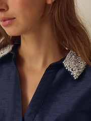 Monsoon Hallie Embellished Collar Midi Shirt Dress - Εικόνα 3 από 4