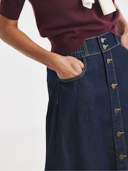 JD Williams Blue Elasticated Waist Button Through Midi Skirt - Image 4 of 4