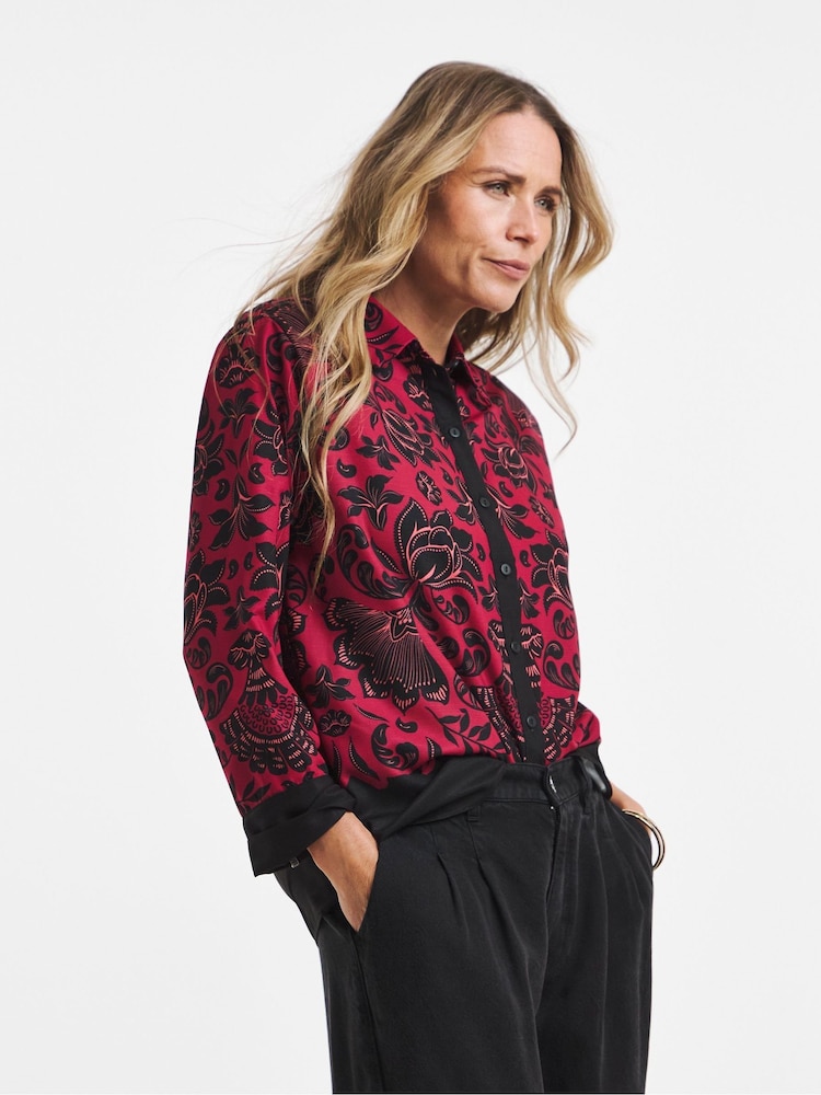 JD Williams Red Placement Print Shirt - Image 1 of 4 JD Williams Red Placement Print Shirt - Image 1 of 4