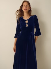 Monsoon Clara Embellished Velvet Midi Dress - 8এর মধ্যে 6 ছবি