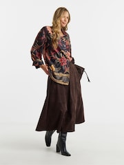 JD Williams Black Print Satin Long Sleeve Shirt - Image 2 of 4