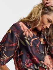JD Williams Black Print Satin Long Sleeve Shirt - Image 3 of 4