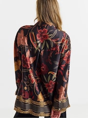 JD Williams Black Print Satin Long Sleeve Shirt - Image 4 of 4