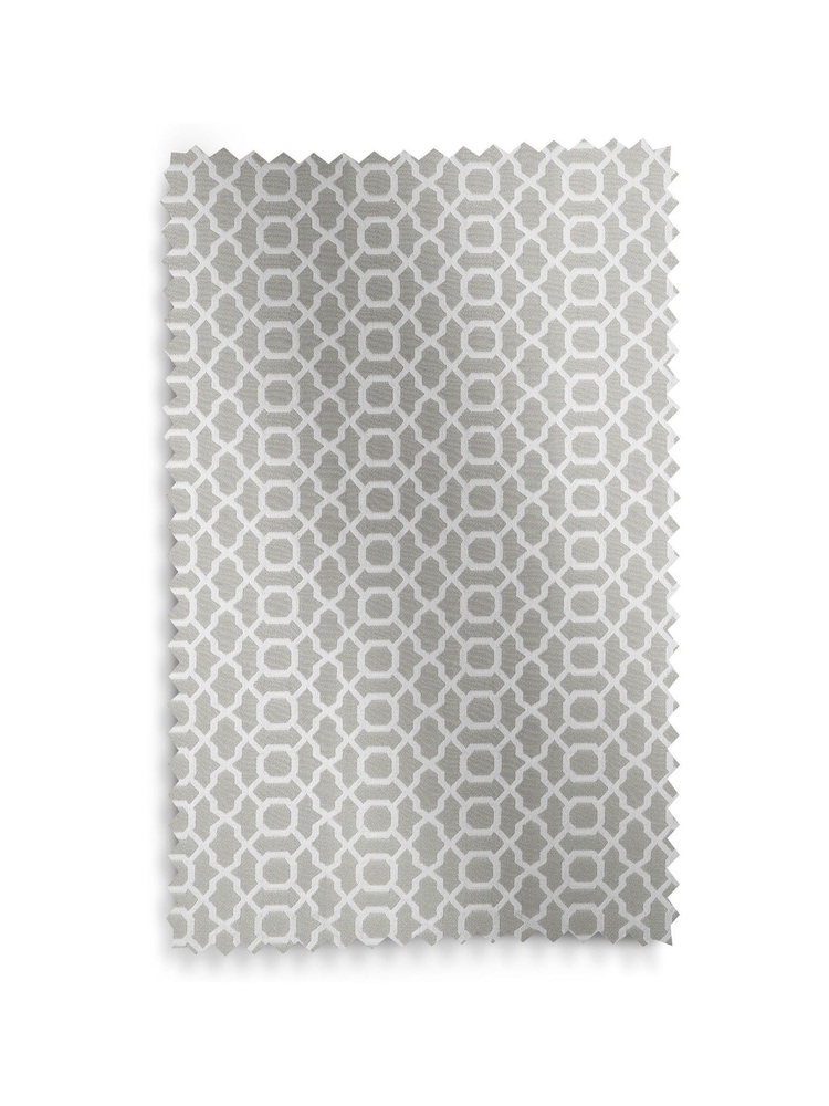 Light Silver Grey Next Woven Geometric Eyelet Lined Curtains - Image 5 of 5 Light Silver Grey Next Woven Geometric Eyelet Lined Curtains - Image 5 of 5