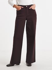 JD Williams Chocolate Brown Authentic Wide Leg Jeans - Image 1 of 4