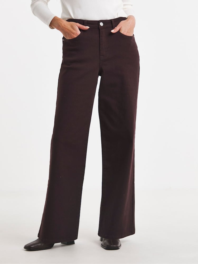 JD Williams Chocolate Brown Authentic Wide Leg Jeans - Image 1 of 4 JD Williams Chocolate Brown Authentic Wide Leg Jeans - Image 1 of 4