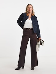 JD Williams Chocolate Brown Authentic Wide Leg Jeans - Image 3 of 4