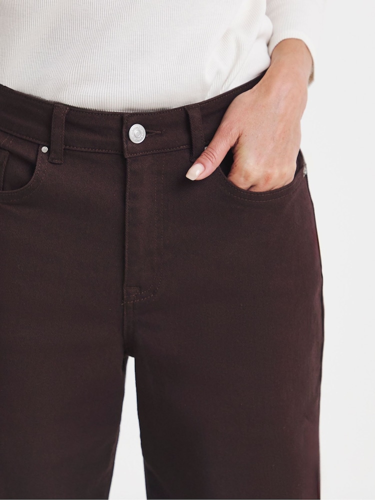 JD Williams Chocolate Brown Authentic Wide Leg Jeans - Image 4 of 4 JD Williams Chocolate Brown Authentic Wide Leg Jeans - Image 4 of 4