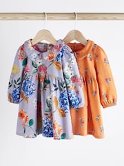 Blue & Orange Floral Baby Jersey Frill Dress 2 Pack (0mths-2yrs) - Image 1 of 7
