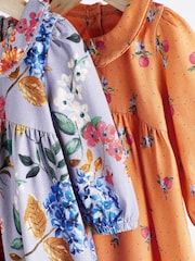 Blue & Orange Floral Baby Jersey Frill Dress 2 Pack (0mths-2yrs) - Image 3 of 7