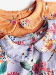 Blue & Orange Floral Baby Jersey Frill Dress 2 Pack (0mths-2yrs) - Image 4 of 7