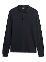 Superdry Blue Long Sleeve Cotton Pique Polo Shirt - Image 4 of 6