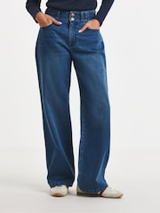 JD Williams Blue Elasticated Waist Wide Leg Jeans - Image 1 of 4