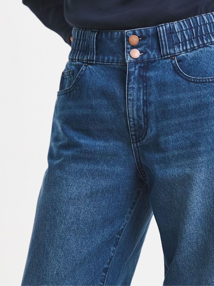 JD Williams Blue Elasticated Waist Wide Leg Jeans - Image 4 of 4 JD Williams Blue Elasticated Waist Wide Leg Jeans - Image 4 of 4