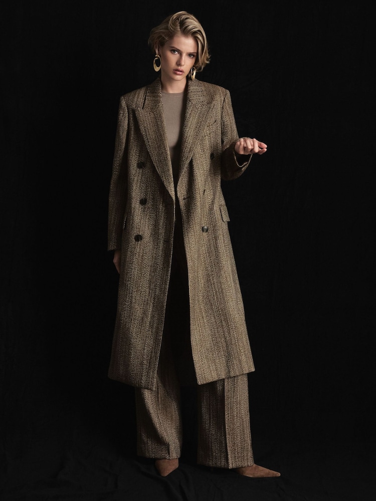 Atelier Wool-Blend Textured Double-Breasted Coat - Image 1 of 8 Atelier Wool-Blend Textured Double-Breasted Coat - Image 1 of 8