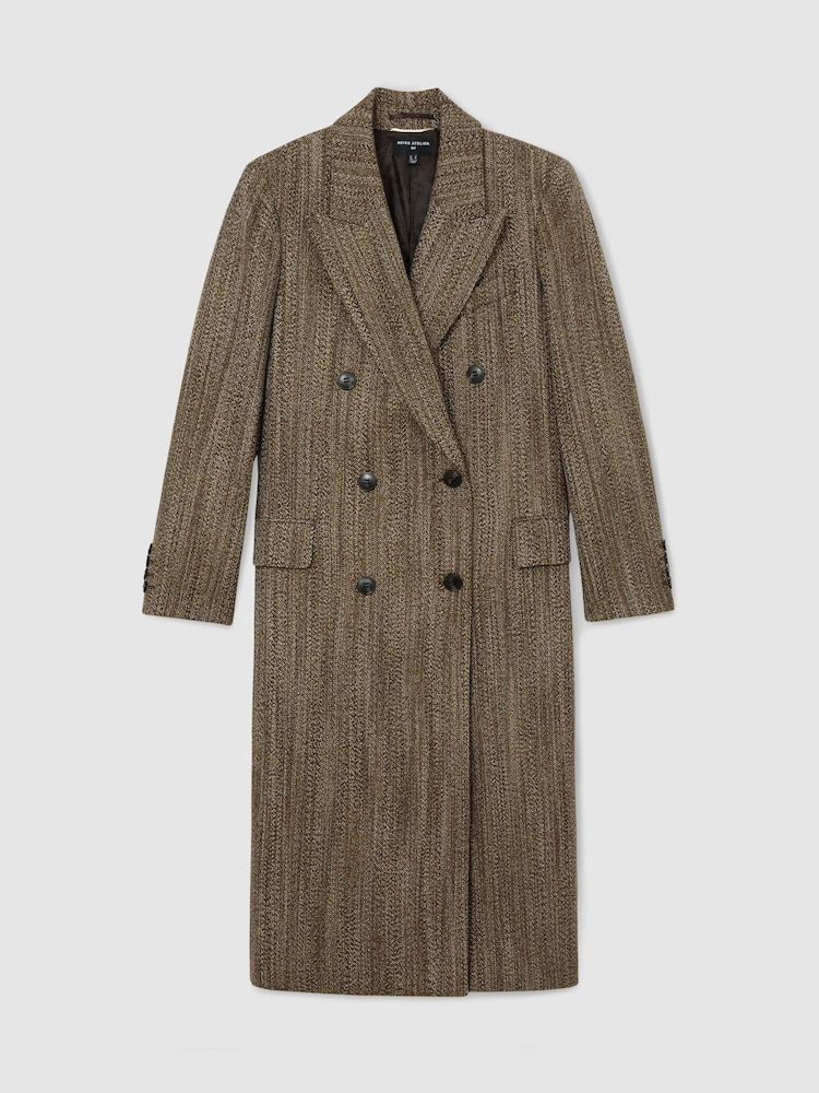 Atelier Wool-Blend Textured Double-Breasted Coat - Image 2 of 8 Atelier Wool-Blend Textured Double-Breasted Coat - Image 2 of 8