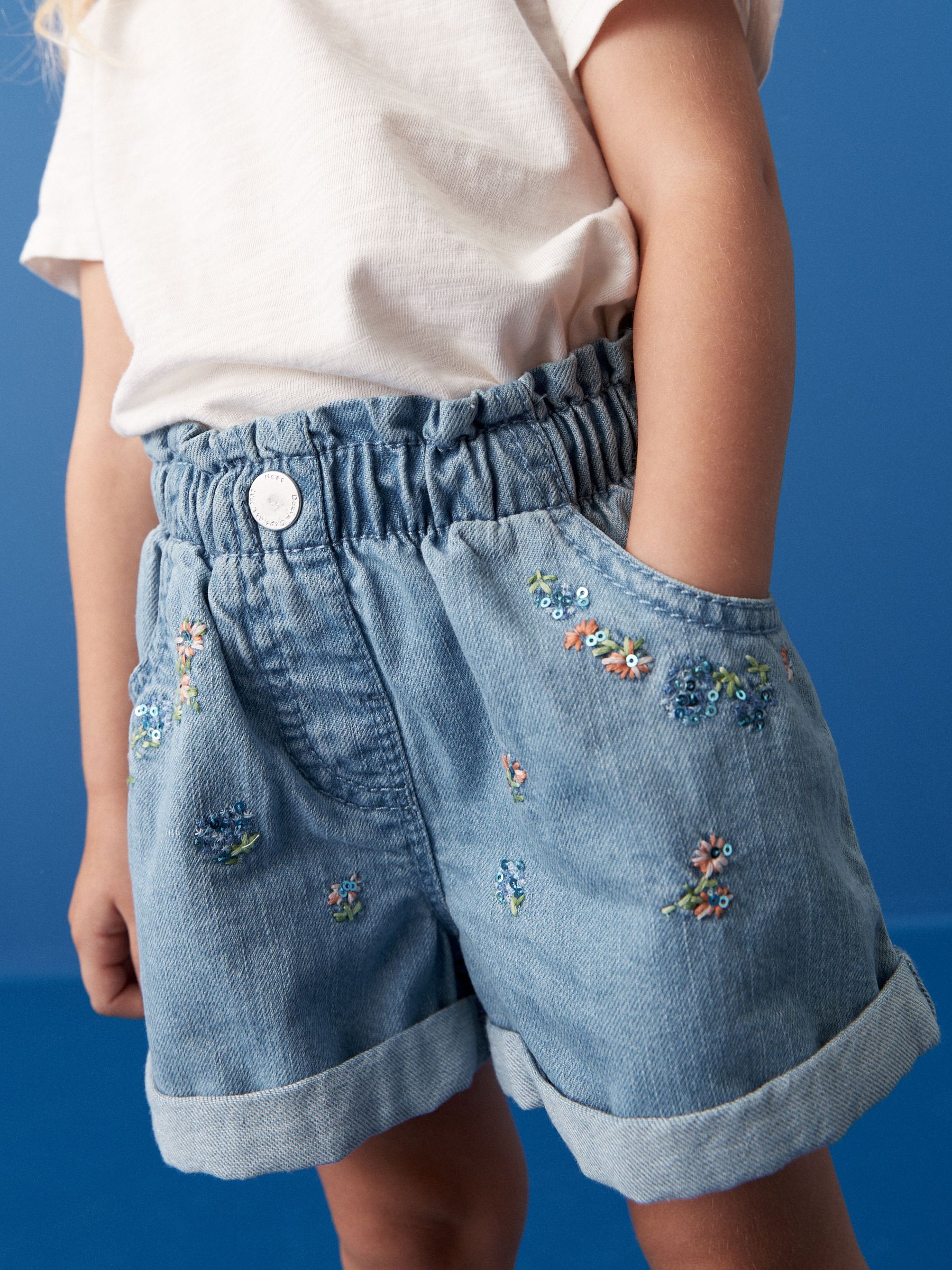 Floral embroidered shorts best sale
