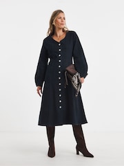 JD Williams Blue Button Through Denim Dress - Image 1 of 4