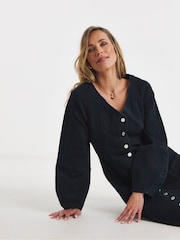 JD Williams Blue Button Through Denim Dress - Image 3 of 4