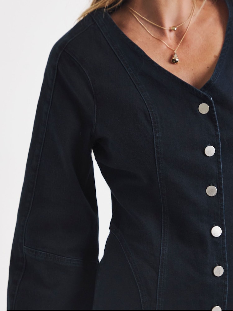 JD Williams Blue Button Through Denim Dress - Image 4 of 4 JD Williams Blue Button Through Denim Dress - Image 4 of 4