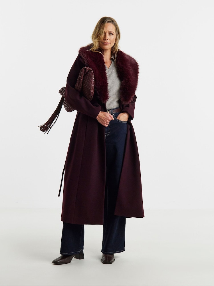 JD Williams Purple Faux Fur Collar Coat - Image 1 of 4 JD Williams Purple Faux Fur Collar Coat - Image 1 of 4