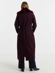 JD Williams Purple Faux Fur Collar Coat - Image 2 of 4