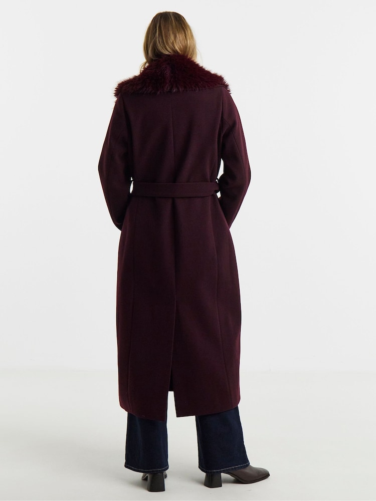 JD Williams Purple Faux Fur Collar Coat - Image 2 of 4 JD Williams Purple Faux Fur Collar Coat - Image 2 of 4
